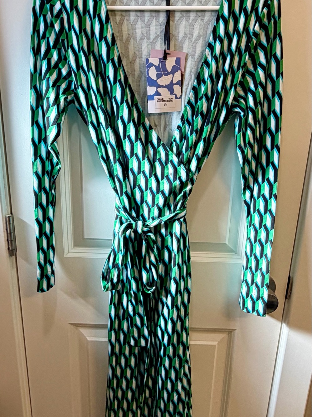 Diane von Furstenberg for Target Green Geometric Wrap Dress Size S NWT